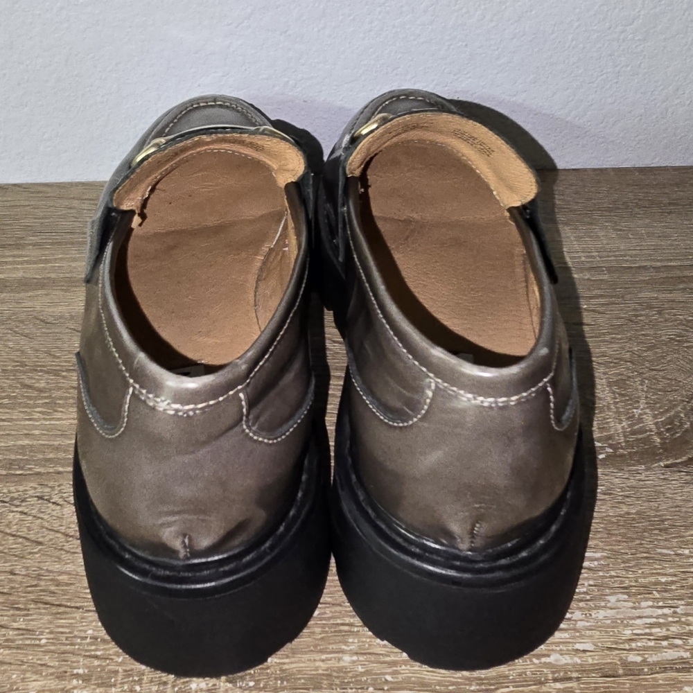 Steve Madden Roux Distressed Gray Leather Chunky Platform Loafer Shoe Women's 10 - Picture 6 of 9